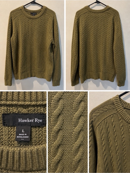 Hawker Rye Other - Hawker Rye Olive Cable Crewneck Sweater